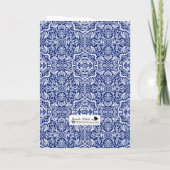 ブルーユダヤ人のマザール結婚トフカードにホワイトダマスク カード (裏面)