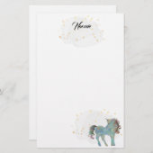 ブルーユニコーンとスター 便箋 (正面/裏面)