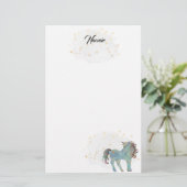 ブルーユニコーンとスター 便箋 (スタンド正面)