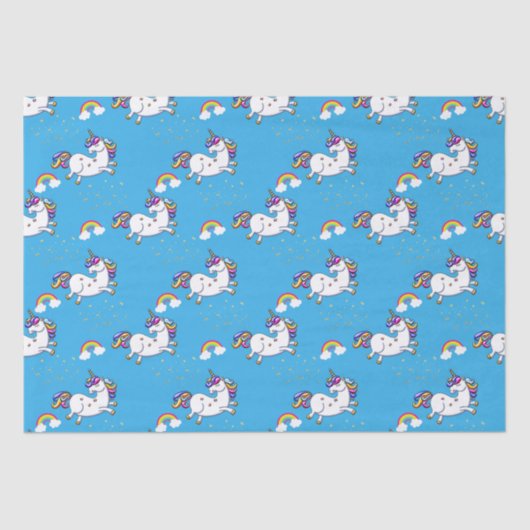 ブルーユニコーンと金ゴールド星 薄葉紙 (正面)