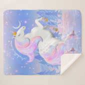 ブルーユニコーンプリンセスオン凍っていレイク子供部屋デコール シェルパブランケット (正面(横))