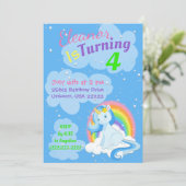 ブルーユニコーンマジカルレインボーカラフルズ誕生日 招待状 (スタンド正面)