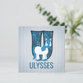 ブルーユニコーンレターU子供の誕生日パーティー 招待状 (スタンド正面)