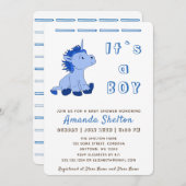 ブルーユニコーン男の赤ちゃんシャワー招待状カード 招待状 (正面/裏面)