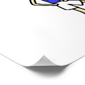 ブルーユニフォームにサッカーをする女性のライトアップ ポスター (角)