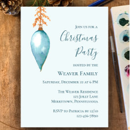 ブルーユニークウォーター色クリスマスパーティの招待状 招待状