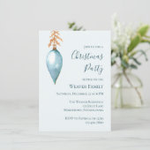 ブルーユニークウォーター色クリスマスパーティの招待状 招待状 (スタンド正面)