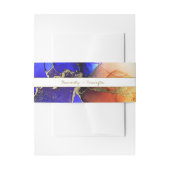 ブルーユニークオレンジアルコールインク結婚式招待状 招待状ベリーバンド (正面例)