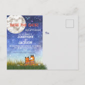 ブルーユニークキツネムーンスターズSave the Date 結婚's 案内ポストカード (裏面)