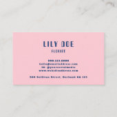 ブルーユニークスタイリッシュ&赤面ピンクタイポグラフィ 名刺 (裏面)