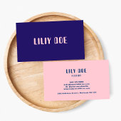 ブルーユニークスタイリッシュ&赤面ピンクタイポグラフィ 名刺