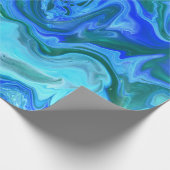 ブルーユニークターコイズネイビー抽象芸術フルードアート ラッピングペーパー (角)