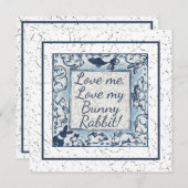 ブルーユニークバレンタインウサギバニーラブデルフト シーズンカード (正面/裏面)