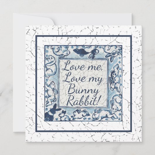 ブルーユニークバレンタインウサギバニーラブデルフト シーズンカード (正面)