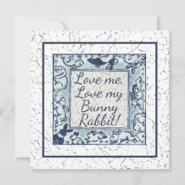 ブルーユニークバレンタインウサギバニーラブデルフト シーズンカード