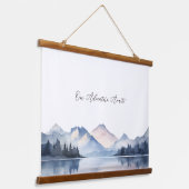 ブルーユニークマウンテンウォーター結婚カラーズゲストブック 吊り下げ型タペストリー (傾斜あり)