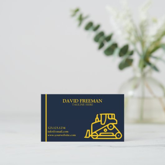ブルーユニーク建築機器ブルドーザー 名刺 (スタンド正面)