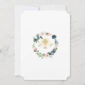 ブルーユニーク赤面フローラ金ゴールドクロスホーリーコミュニオン 招待状 (裏面)