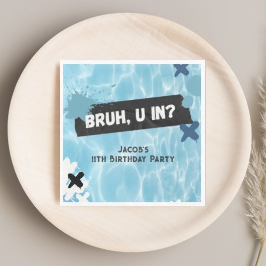 ブルーユーインサマープールパーティー10代のボーイ誕生日 スタンダードランチョンナプキン