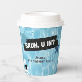 ブルーユーインサマープールパーティー10代のボーイ誕生日 紙コップ