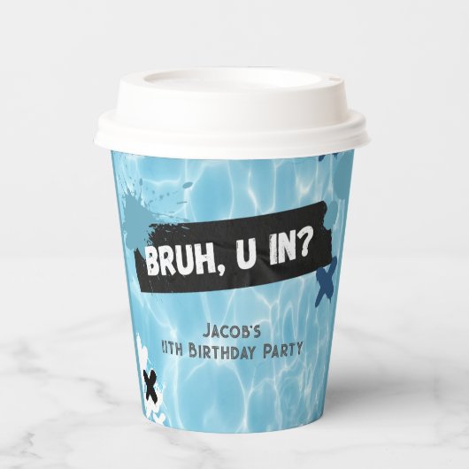 ブルーユーインサマープールパーティー10代のボーイ誕生日 紙コップ (正面)