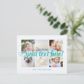 ブルーユーカスタム文字6枚の写真コラージュユニバーサル ポストカード (スタンド正面)