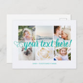 ブルーユーカスタム文字6枚の写真コラージュユニバーサル ポストカード (正面/裏面)