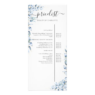 ブルーユーカリサロン価格表発泡ボード ラックカード