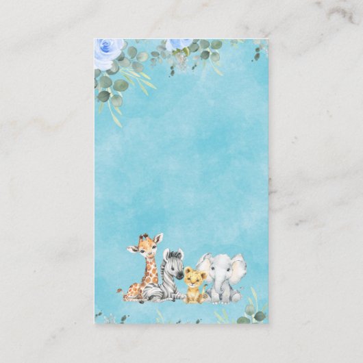 ブルーユーカリプタサファリベイビーシャワーブックリクエスト 名刺 (裏面)
