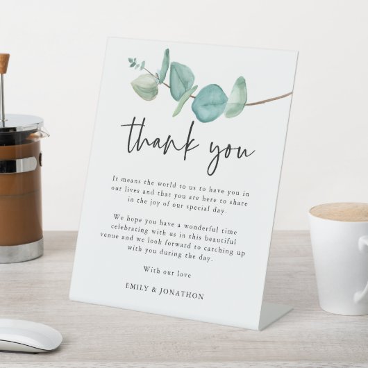 ブルーユーカリプトゥスのゲストへの結婚お礼の手紙 台座サイン (インサイチュ)