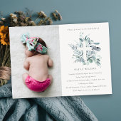 ブルーユーカリプトゥス動物十字写真バプテスマ招待状 サンキューカード