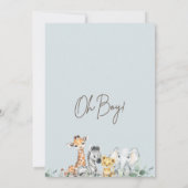 ブルーユーカリモダンプタスサファリベイビーシャワー 招待状 (裏面)