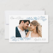 ブルーユーカリ結婚プトゥスの写真サンキューカード サンキューカード (正面)