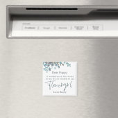 ブルーユーカリ葉スクリプト花ガールリクエスト マグネット (インサイチュ (食洗機))