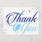 ブルーユー感謝していスクリプトタイポグラフィ ポストカード (正面/裏面)
