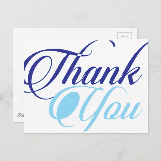 ブルーユー感謝していスクリプトタイポグラフィ ポストカード (正面/裏面)