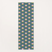 ブルーヨガマットにピンクの蓮の花とユリのパッド ヨガマット (正面)