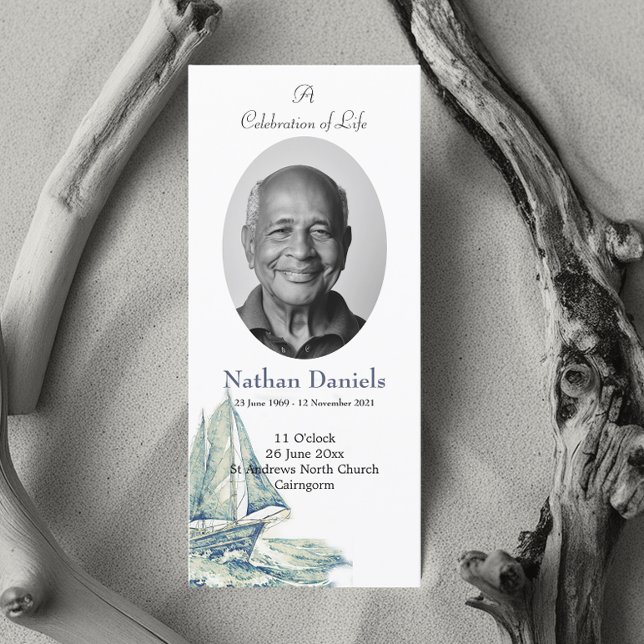 ブルーヨットお祝いオブライフカード (クリエイターアップロード済み)