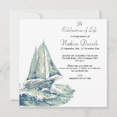 ブルーヨットお祝いオブライフカード 招待状 (正面)