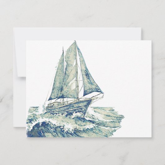 ブルーヨットフォトお祝いオブライフカード 招待状 (裏面)