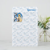 ブルーライオモノグラムのンレターLライン 便箋 (スタンド正面)