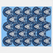 ブルーライオンの顔文字 フリースブランケット (正面(横))