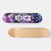 ブルーライオンスケートボード – ライオン顔ポートレートスケッチ スケートボード (横)