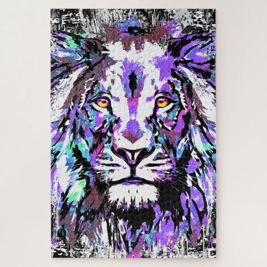 ブルーライオンヘッドパズルリアリスティックライオンパズル ジグソーパズル (縦)