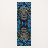 ブルーライオンヘッドライオン顔ポートレートスケッチ ヨガマット (正面)