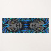 ブルーライオンヘッドライオン顔ポートレートスケッチ ヨガマット (正面(横))