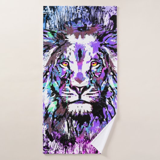 ブルーライオンヘッド – リアリスティックライオン – 野生生物大きな猫 バスタオルセット (バスタオル)