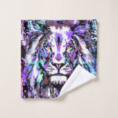 ブルーライオンヘッド – リアリスティックライオン – 野生生物大きな猫 バスタオルセット (ウォッシュタオル)