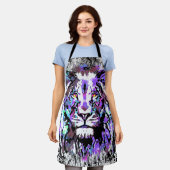 ブルーライオンヘッド – リアルなライオン顔エプロン エプロン (着用した状態)