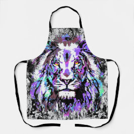 ブルーライオンヘッド – リアルなライオン顔エプロン エプロン